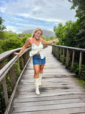 Embroidered Linen Halter Neck Top. Up to Size 14.