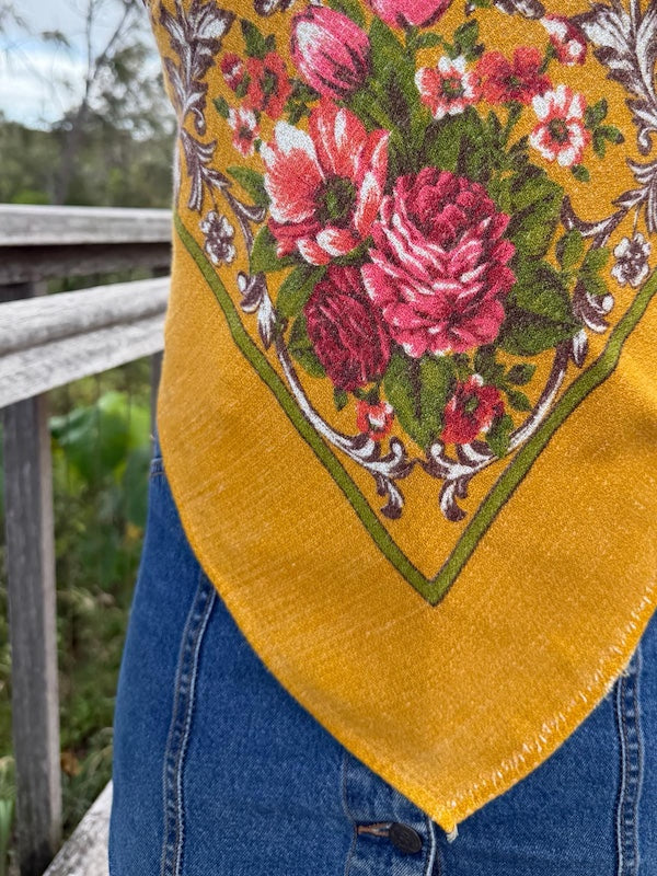Vintage Floral Tablecloth Halter Neck Top. Up to Size 10.
