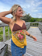 Vintage Floral Tablecloth Halter Neck Top. Up to Size 10.