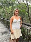 Halter Neck Top - Coastal Boho Cream Lace & Vintage Embroidery. Up to Size 14.