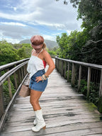 Halter Neck Top - White Embroidered Linen V Front. Up to Size 14.