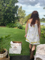Mini Dress Vintage Sheridan Coastal Cool Golden Floral. Up to Size 14.