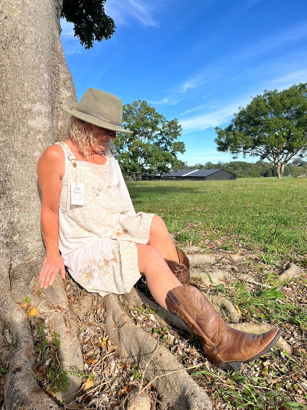 Pinafore Dress - Upcycled, Earthy, Natural. Size 12-14.