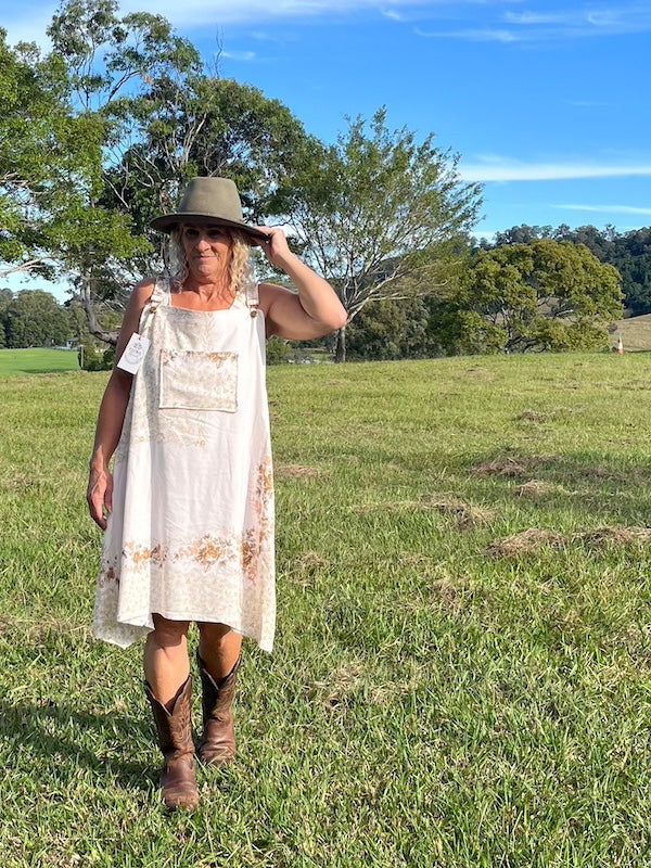 Pinafore Dress - Upcycled, Earthy, Natural. Size 12-14.